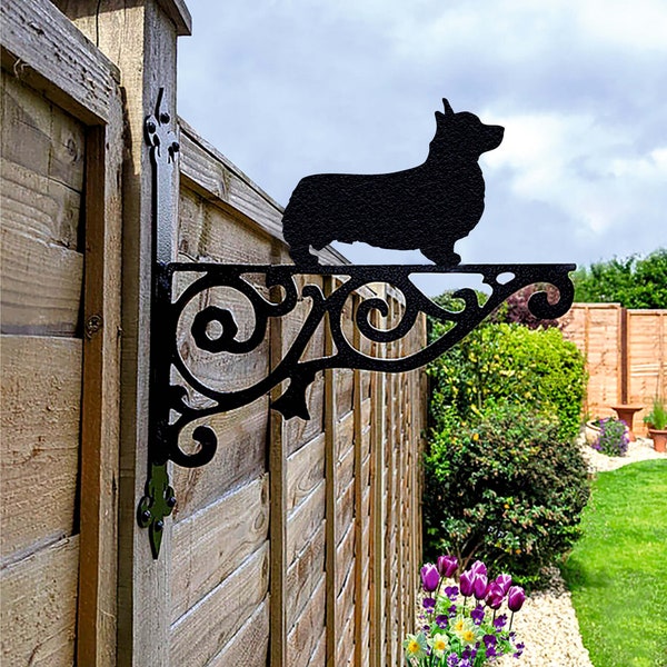 Welsh Corgi Hanging Basket Bracket, Dog Hanging Bracket For Garden, Welsh Corgi Gift For Garden Lover, Metal Garden Decor