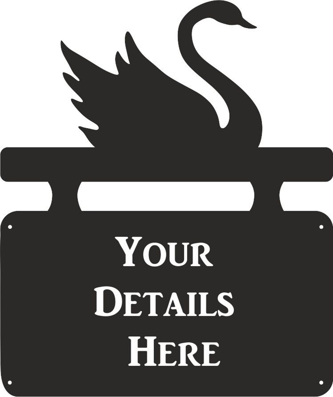 Swan House Name Feature Plaque Outdoor Hanging Metal Black Etsy