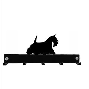 Scottish Terrier Coat/Key Hanger - Black Metal Wall Mounted Coat Hooks / Lead Hook Rack