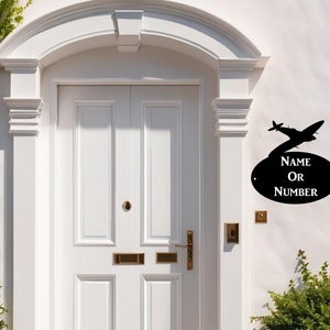 Spitfire Oval House Plaque - Personalised Black Metal House Sign