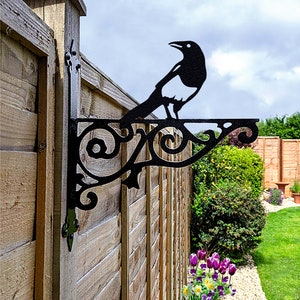 Magpie Ornamental Hanging Bracket - Contemporary Hanging Basket Bracket Wall Mounted Decorative Garden Hanging Basket Black