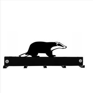Badger 5 Hook Coat/Key Hanger - Black Metal Wall Mounted Coat Hooks / Lead Hook Rack
