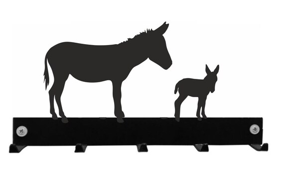 Donkey and Baby Hook Coat key Hanger Black Metal Wall Mounted Coat