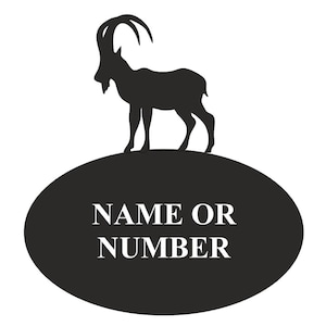 Goat Oval House Plaque - Personalised Black Metal House Sign