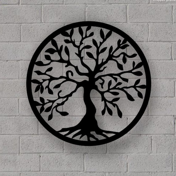 Simple Tree Of Life Metal Wall Art Black Decor Uk - Tree Of Life Wall Hanging Uk