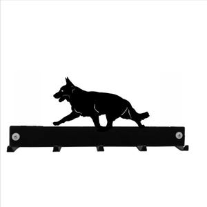 German Shepherd on The Move Hook Coat/Key Hanger - Black Metal Wall Mounted Coat Hooks / Lead Hook Rack