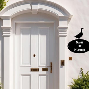 Goose 2 Line Wall Address Plaque/Sign - Bespoke Modern Contemporary Personalised House Number Door Sign