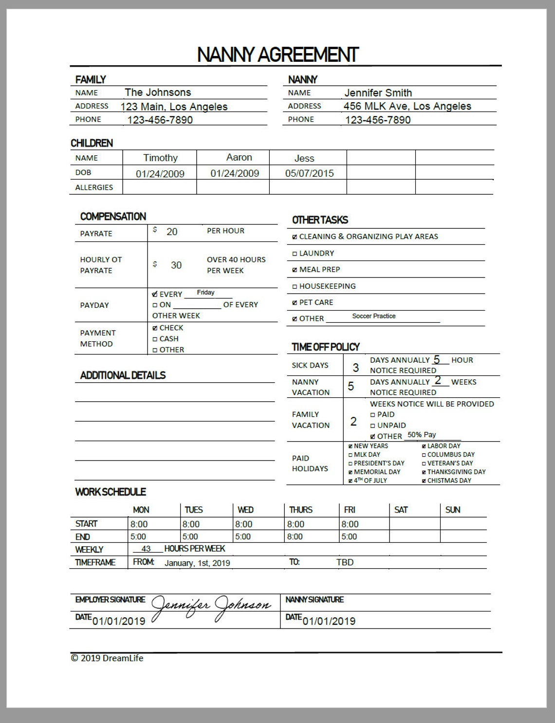 One page Nanny Agreement PDF Fill Handwritten Blank Etsy One page Nanny Agreement PDF Fill Handwritten Blank Etsy