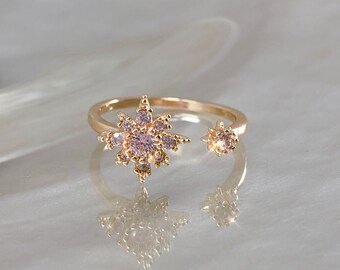 Astral gold plated /& hand poured resin adjustable statement ring