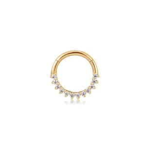 14k Solid Gold Diamond Daith Hoop, Real Gold Daith Piercing, Gold Septum Ring, Sparkly Daith Earring, Moissanite Hoop, Daith Clicker Hoop