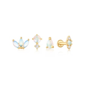 14k Solid Gold Labret Piercings, Opal Labret Piercing, Solid Gold Earrings, Opal Dainty Labret, Opal Helix Piercing, Hypoallergenic