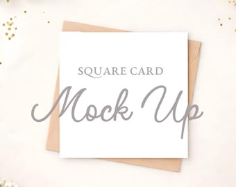 Neutral Square Card Mock Up | Affordable Mock Up | 6 x 6 | 5 x 5 Greeting Card Image