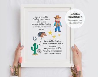 Printable Cowboy Print - Cowboy Art - Cowboy Nursery Decor - Cowboy Wall Art - Cowboy Poster A4 & 8x10" (DIGITAL FILE)