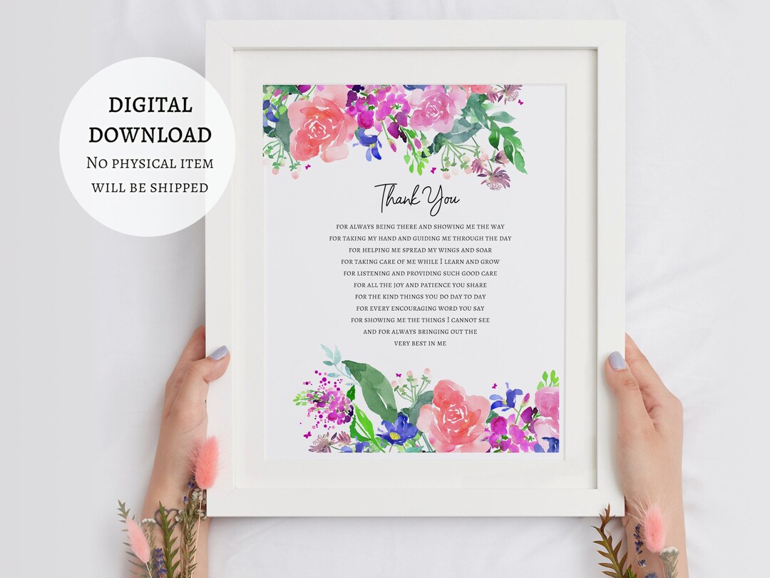 Printable Teacher Print - Thank You Teacher Gift - End of Year Teacher ...