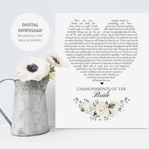 Grandparents of the Bride Poem Print Gift - 8 x 10&quot; (DIGITAL DOWNLOAD)