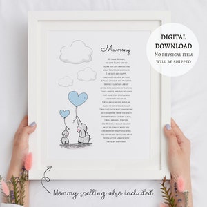 New Mum Print - Printable Pregnancy Gift - Mummy Poem - Expecting Gift - 8 x 10&quot; - Mummy & Mommy included (DIGITAL FILE)
