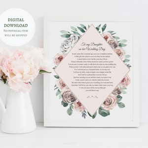 Impressão de casamento para filha para impressão - Presente para filha no dia do casamento - Presente de casamento - Poema de casamento - 8 x 10" (DOWNLOAD DIGITAL)