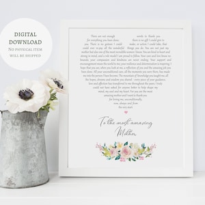 Poema de madre imprimible - Carta a mi madre - Regalo de madre sincera - Verso de corazón de madre (DESCARGA DIGITAL)