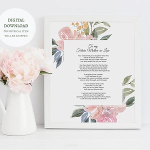 Future Mother in Law Gift -  From Son in Law - Wedding Gift - Wedding Thank You - Gift from Groom  (DIGITAL DOWNLOAD)