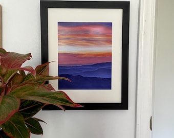 Mountain Sunset Oil Painting Print: Parkway Art (8 x 10)