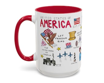 Hand-Drawn USA Mug | Gift for America Patriots