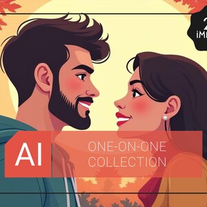 One-On-One Dates Collection | Love Story Art, Cartoon Characters, AI Images, Digital Download, AI People, Digital Art, Print Wall Art