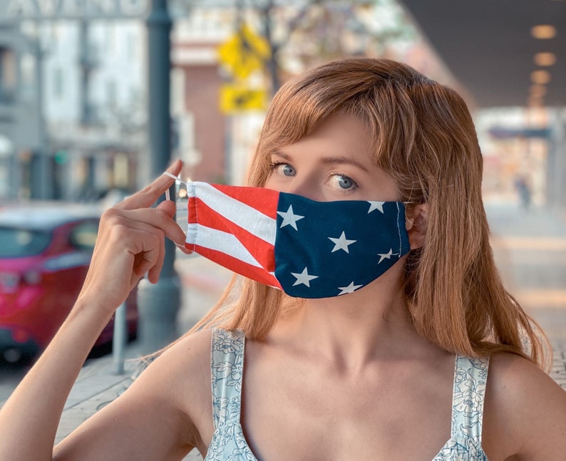 Made In USA! Comfortable Protective Face Mask/ USA Flag Mask / Washable & Reusable / One Size Fits Most / FREE Ship from Los Angeles 