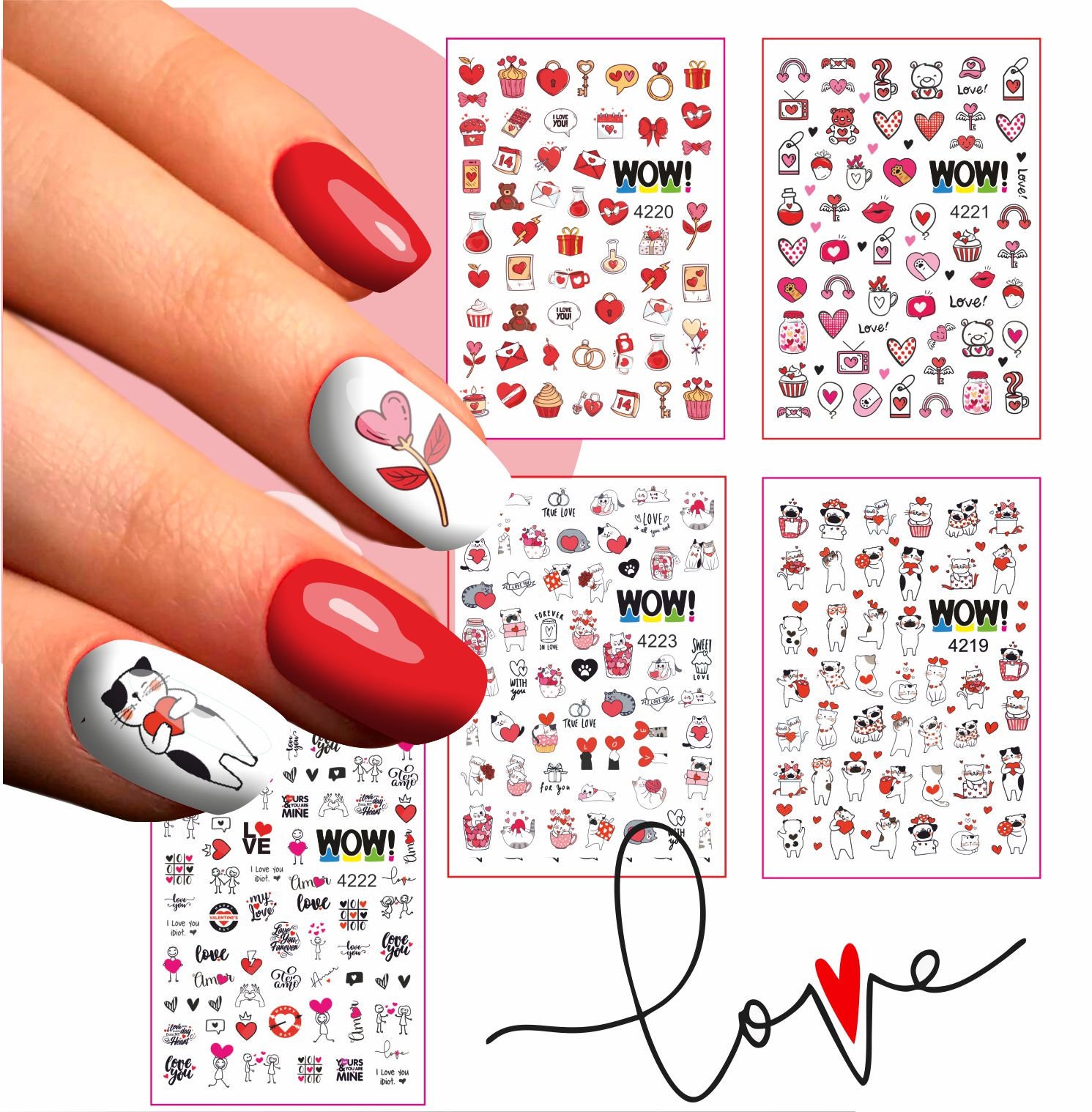NEW Valentine I Love You Water Nail Stickers for Your Nail | Etsy