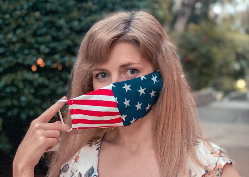 Made In USA! Comfortable Protective Face Mask/ US Flag Mask / Washable & Reusable / One Size Fits Most / FREE Ship from Los Angeles 
