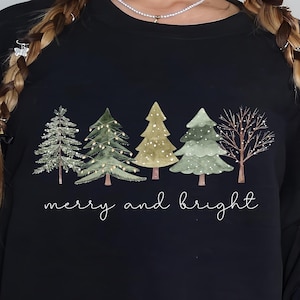 3 Merry and Bright Trees PNG, Women's Christmas Shirt png, Holiday Shirt png, Christmas Gift, Winter Shirt png ,Christmas Tree Shirt Png