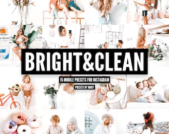 15 Mobile Lightroom Presets, Natural Bright Clean presets for Instagram, White Lifestyle preset, Bright and Airy Lightroom Photo Filters