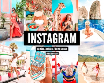 12 Mobile Lightroom Presets INSTAGRAM Blogger Lifestyle Travel Lightroom mobile presets Desktop Vibrant Summer Filters