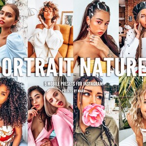 5 Mobile Lightroom Presets NATUREL PORTRAIT Preset, Bright Natural Presets für Instagram Blogger und Influencer, Sommer Selfie Fotofilter