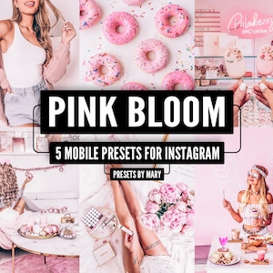 5 Mobile Lightroom Presets - Pink presets, Blogger presets, Instagram presets, Lightroom Mobile Presets, Photo filter, PINK BLOOM Filters image 1