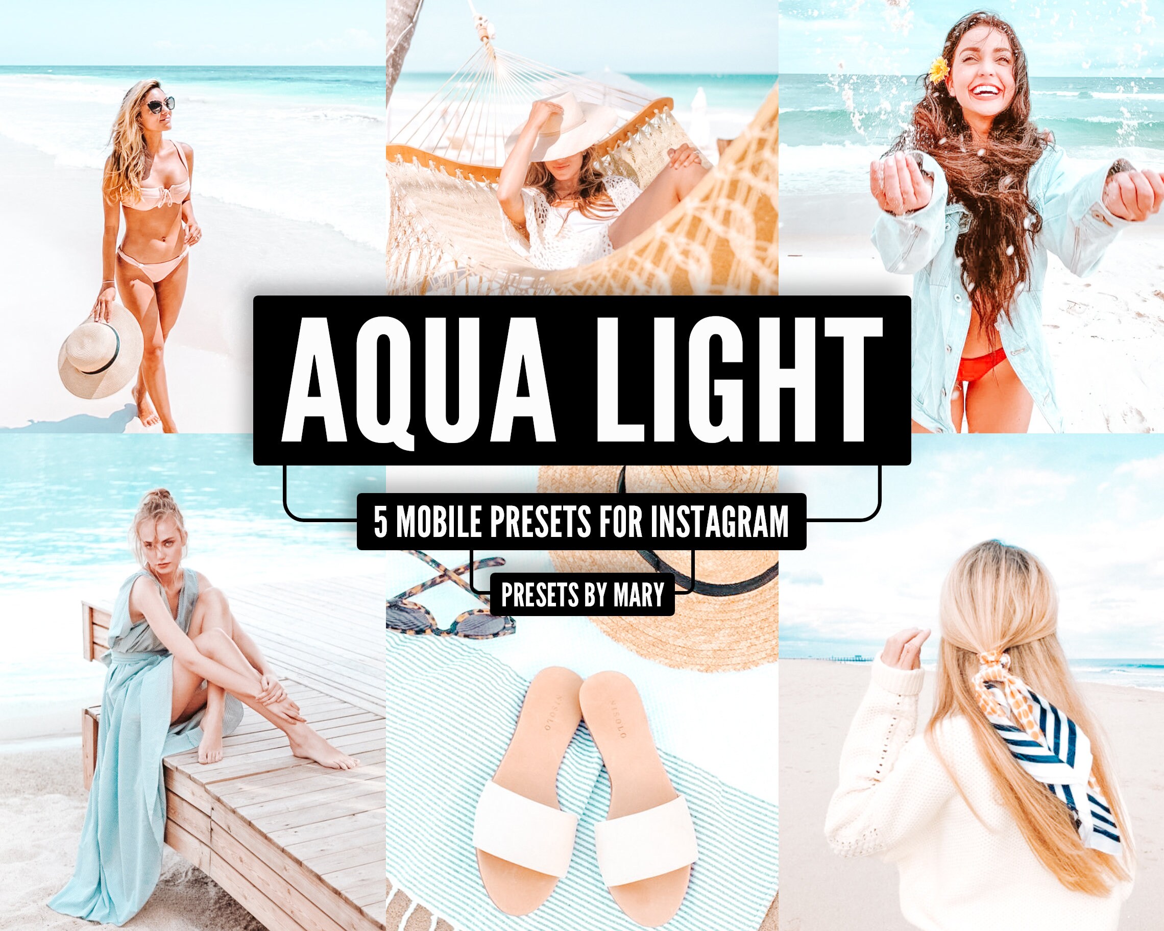 5 MOBILE Lightroom Presets AQUA LIGHT, Bright presets, Instagram, Travel, Airy, Photo Editing