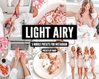 5 Mobile Lightroom Presets LIGHT AIRY Insta Blogger Lifestyle Instagram Bright White Clean Presets