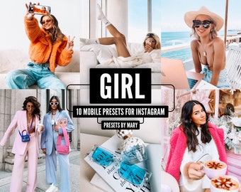 10 GIRL Lightroom Presets, Natural Tone Mobile Photo Filter Instagram, Bright Airy Colorful Presets for Bloggers Aesthetic Preset