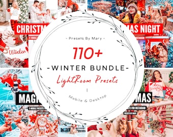 Christmas Lightroom presets Bundle - 110 Mobile presets for lightroom, Winter presets, Holiday mobile preset, New Year Instagram Filters