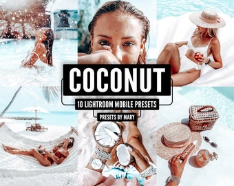 10 Mobile Lightroom Preset COCONUT / Blogger lightroom presets, Instagram Influencer, Travel presets, Lifestyle Filters, White Bright