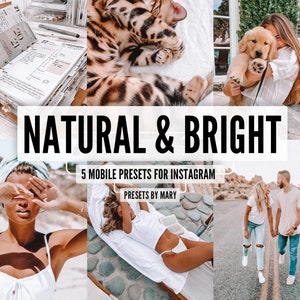 5 Lightroom Mobile Presets - Natural & Bright, Influencer Instagram Blogger photo preset, Natural presets, Desktop presets, Mobile Filters