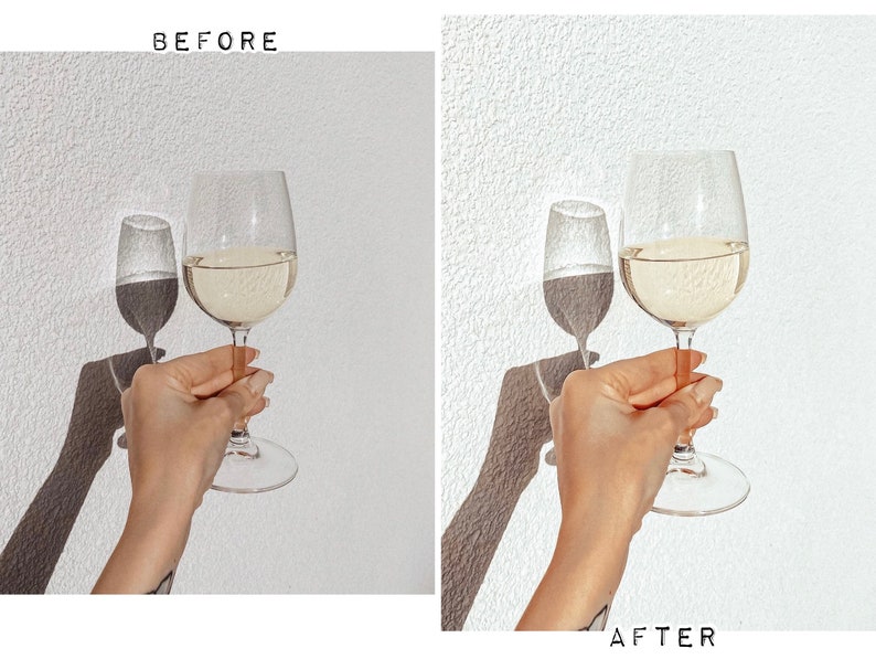May include: A hand holding two wine glasses, one larger than the other, both filled with white wine. The glasses are on a white background.