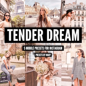 5 Mobile Lightroom Presets - Tender Dream preset, Blogger Summer Travel Instagram presets, Bright Lightroom Mobile preset, Creamy, Soft Pink