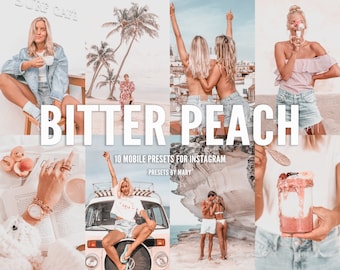 10 Lightroom Presets PEACH, Lightroom Mobile Presets, Soft Cream Preset, Instagram Bright Blogger Filters, Photo Presets, Photo editing