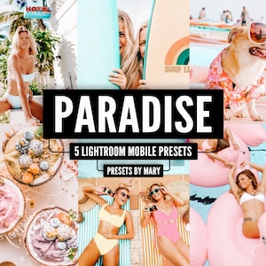 5 Lightroom Mobile Presets PARADISE Travel Blogger Fashion Instagram Influencer Mobile Lightroom Preset Bright Summer Pastel Filter