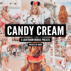 5 Mobile Lightroom Presets - Candy Cream Preset, Travel Influencer, Iphone presets, Instagram filters, Blogger presets, Summer Creamy preset