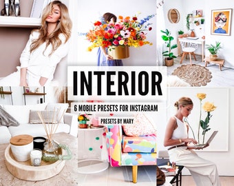 6 Interior Presets | Lightroom Mobile Presets | Light Airy Clean filter Instagram preset | Natural presets | Blogger Indoor Product Photo