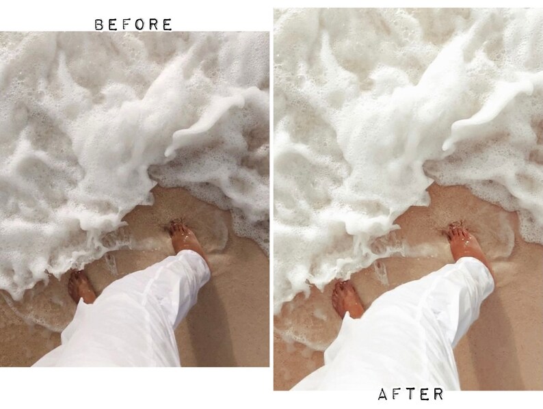May include: A person's feet are in the sand with white foamy waves crashing around them. The person is wearing white pants.