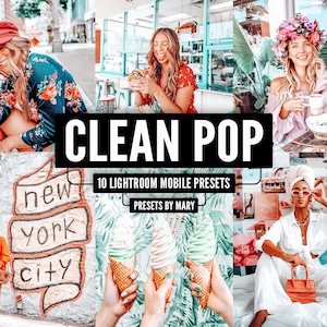 10 mobilnych presetów Lightroom CLEAN POP / Jasne i przewiewne presety, presety Lifestyle, filtry Instagram Blogger