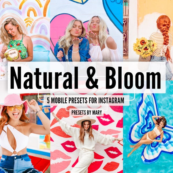 5 Mobile Lightroom Presets NATURAL&BLOOM Blogger Lifestyle Filters Vibrant Bright Color Summer Desktop Presets for Instagram