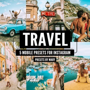 5 Mobile Lightroom Presets TRAVEL Blogger, Vibrant Instagram Bright Colorful Summer Photo Editing Iphone Android preset